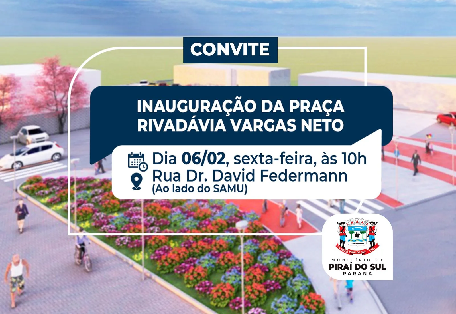 Prefeitura convida população para inauguração da Praça Rivadávia Vargas Neto