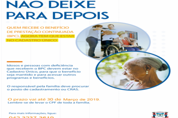 CRAS divulga nomes de beneficiários que podem perder o BPC